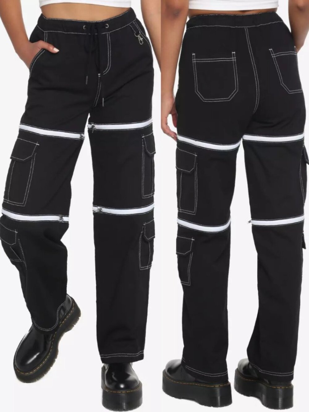 Hot Topic Black Zipper Off Cargo Carpenter Pants